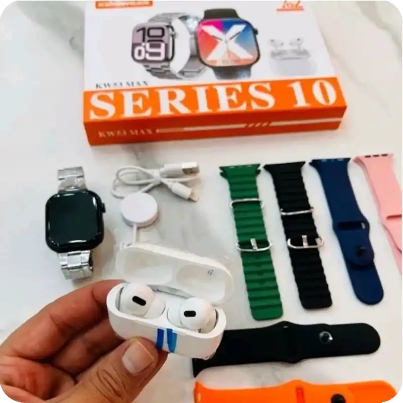 پک ساعت هوشمند KW53 MAX به همراه ایرپاد و 6 بند باکیفیت